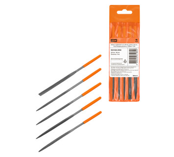 Набор надфилей 5 шт, ?4 мм, длина 160 мм, пластиковая рукоятка, 