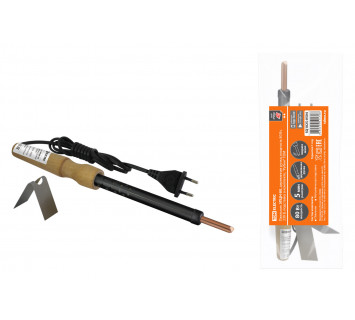 Паяльник ЭПЦН-80, деревянная ручка, мощность 80 Вт, 230 В, подставка в комплекте, 