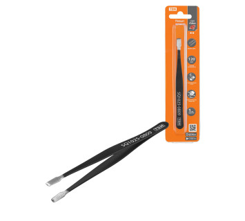 Пинцет прямой 120 мм, плоское жало 5 мм, нерж., антистатич. покр., блистер, 