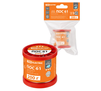 Припой ПОС 61, проволока, ГОСТ 21931-76, ?2 мм, 200 г, катушка, инд. упак., 