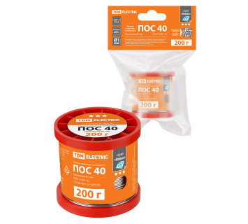 Припой ПОС 40, проволока, ГОСТ 21931-76, ?1 мм, 200 г, катушка, инд. упак., 