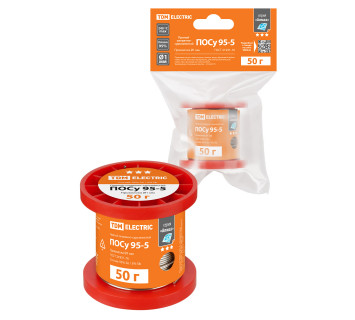 Припой ПОСу 95-5, проволока, ГОСТ 21931-76, ?1 мм, 50 г, катушка, инд. упак., 