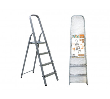 Стремянка стальная ССт-4, 4 ступени с цинковым покрытием, стальной профиль, h=820 мм, Народная