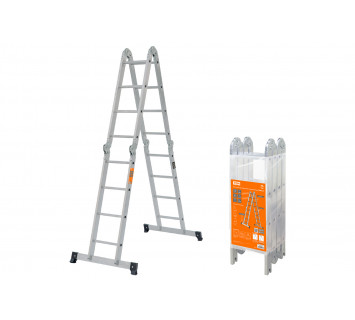 Лестница-трансформер алюминиевая ЛТА4х4, 4 секции по 4 ступени, h=433/209/117 см, 11,7 кг TDM