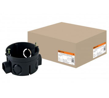 Установочная коробка СП D68х42мм, саморезы, стыковочные узлы, черная, IP20, TDM