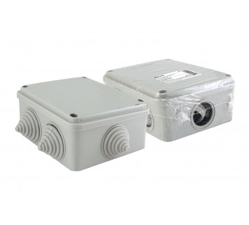 Распаячная коробка ОП 100х100х50мм, крышка на винтах,  IP55, 6 вх. инд. штрихкод TDM