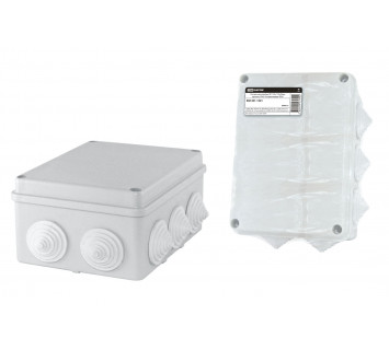 Распаячная коробка ОП 150х110х70мм, крышка, IP44, 10 гермовводов, инд. штрихкод, TDM