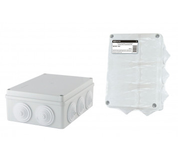 Распаячная коробка ОП 190х140х70мм, крышка, IP44, 10 гермовводов, инд. штрихкод, TDM
