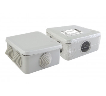 Распаячная коробка ОП 100х100х50мм, крышка, IP55, 6 вх. инд. штрихкод TDM