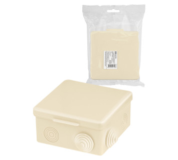 Распаячная коробка ОП 100х100х55мм, крышка, IP54, 8вх., сл. кость, инд. штрихкод TDM