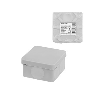 Распаячная коробка, двухкомпонентная, ОП 70х70х40 мм, IP66, 6 вх., серая, инд. штрихкод TDM