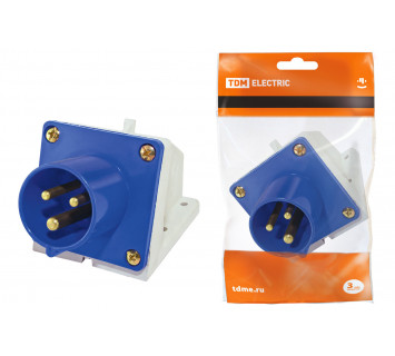 Вилка 523 стационарная 2Р+РЕ 32А 220В IP44 TDM