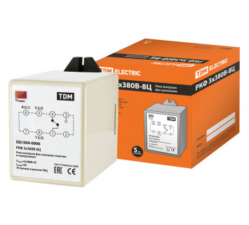 Реле контроля фаз цокольное серии РКФ 3х380В-8Ц TDM